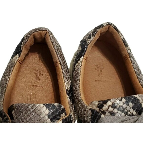 Frye Snakeskin Leather Sneaker Shoes Gym Italian Ivy Lace Black Gray Reptile 7 - Picture 11 of 16
